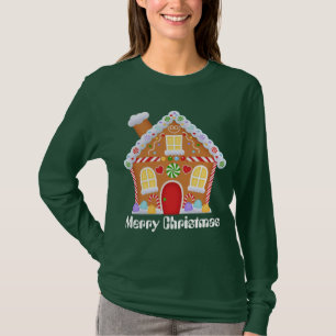 Der T - Shirt der Weihnachtslebkuchenhaus-Frauen