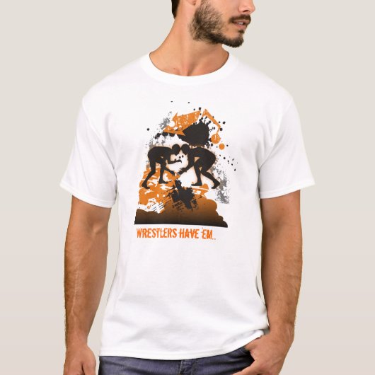 Der T - Shirt des Ringkämpfers orange und schwarz (Vorderseite)