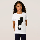 Der T - Shirt von Girl's Black Cat Black Cat Art K (Vorne ganz)