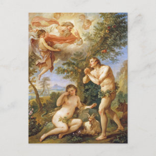 Der Tadel von Adam und Eva Biblische Religiöse Kun Postkarte
