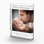 Der Tag, an dem ich mein Foto zum Vater traf Acryl Auszeichnung<br><div class="desc">Fügen Sie ein Foto Ihres Babys an dem Tag,  an dem sie ihren Papa kennengelernt haben,  sowie ihren Namen und ihr Geburtsdatum für ein Geschenk Papa wird für immer schätze!</div>