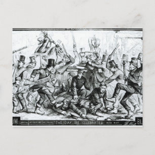 Der Tag, den wir feiern, von 'Harpers Weekly'1867 Postkarte
