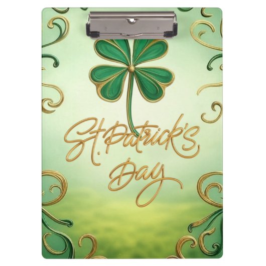 Der Tag der Clover Saint Patrick Klemmbrett (Vorderseite)