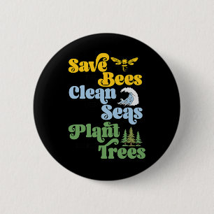 Der Tag der Erde Rette die Bienen Pflanze mehr Bäu Button