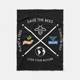 Der Tag der Erde Rette die Bienen Pflanze mehr Bäu Fleecedecke
