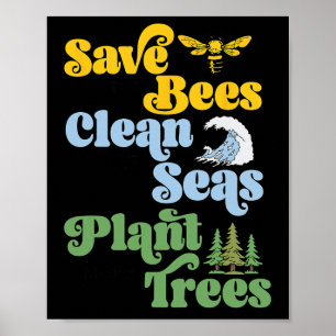 Der Tag der Erde Rette die Bienen Pflanze mehr Bäu Poster