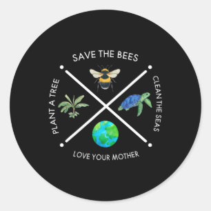 Der Tag der Erde Rette die Bienen Pflanze mehr Bäu Runder Aufkleber