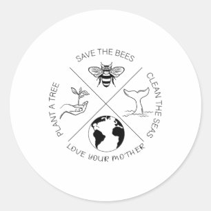 Der Tag der Erde Rette die Bienen Pflanze mehr Bäu Runder Aufkleber