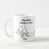 Der Tag der ersten Mutter ist glücklich. Kaffeetasse (Links)