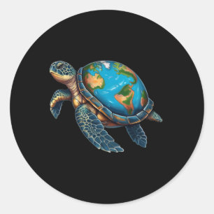 Der Tag der Meeresschildkröte rettet den Planeten  Runder Aufkleber