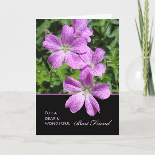 Der Tag der Mutter für besten Freund, lila Blumen Karte