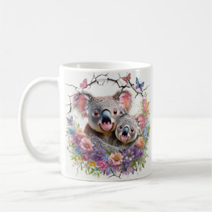 Der Tag der Mutter Koalas ist umgeben von pulsiere Kaffeetasse