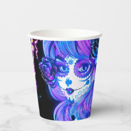 Der Tag der Toten mit dem glühenden Party Pappbecher