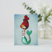 Der Tag der Toten Schöne Meerjungfrau Postkarte (Stehend Vorderseite)