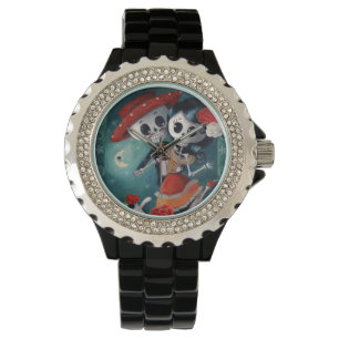 Der Tag der toten Skeleton Liebhaber Armbanduhr