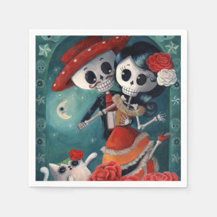 Der Tag der toten Skeleton Liebhaber Serviette