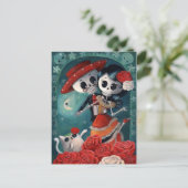 Der Tag der toten Skelettfans Postkarte (Stehend Vorderseite)