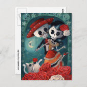 Der Tag der toten Skelettfans Postkarte (Vorne/Hinten)