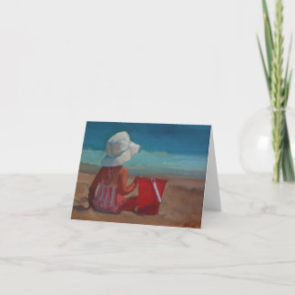 Der Tag des Babys am Strand - mit Eimer und sunhat Karte