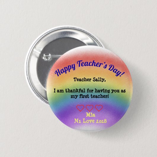 Der Tag des glücklichen Lehrers Button (Vorne & Hinten)