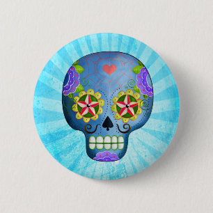 Der Tag des toten blauen Zuckerschädels Button