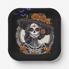 Der Tag des Toten Katrina Skeletts Pappteller