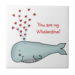 Der Tag des Valentines - niedlicher Wal mit Herzen Fliese