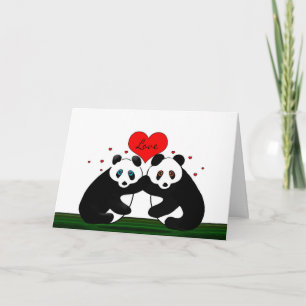 Der Tag des Valentines - zwei Panda-Bären in der Feiertagskarte