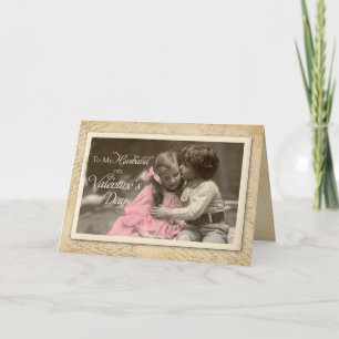 Der Tag Ehemannvalentines, Vintager süßer Kuss Feiertagskarte