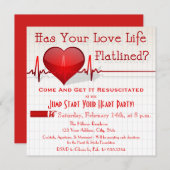 Der Tag Flatlined Herz-Diagramm Einladung (Vorne/Hinten)