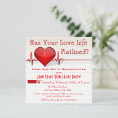 Der Tag Flatlined Herz-Diagramm Einladung (Stehend Vorderseite)