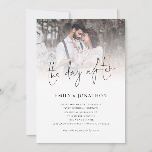 Der Tag nach dem Foto Overlay Hochzeitsfeier Einladung (Vorderseite)