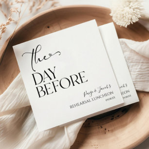 Der Tag vor der Minimal Hochzeit Probe Mittagessen Serviette