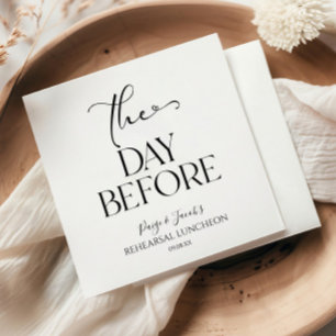 Der Tag vor der Minimal Hochzeit Probe Mittagessen Serviette