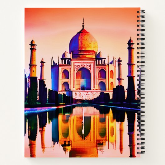Der Taj Mahal gegen das Sunset Sky Journal Notizblock (Rückseite)