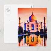 Der Taj Mahal gegen den Sonnenuntergang Postkarte (Vorne/Hinten)