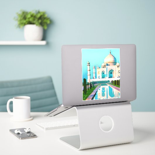 Der Taj Mahal unter einem Morgenhimmel Aufkleber (Laptop auf Schreibtisch)