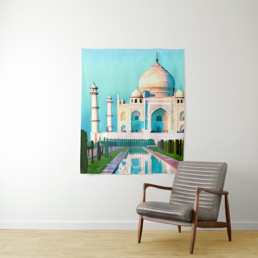 Der Taj Mahal unter einem Morgenhimmel Wandteppich (Beispiel)