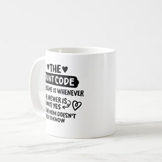 "Der Tante-Code" Kaffeetasse (Vorderseite Links)