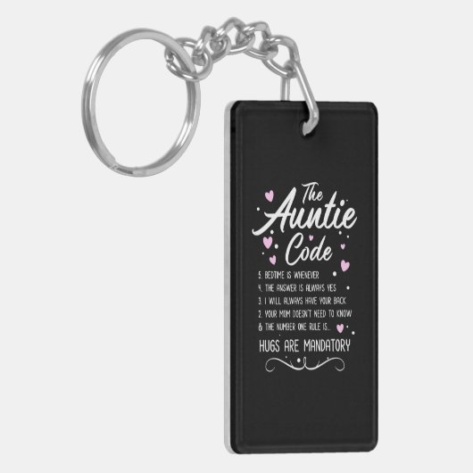 Der Tante-Code Schlüsselanhänger (Vorderseite links)