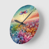 Der Tanz der Dragonfly Runde Wanduhr (Winkel)