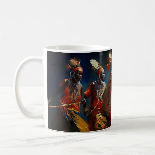 Der Tanz der Massai, Afrika Kaffeetasse (Links)