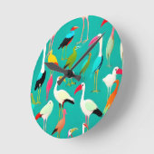 Der Tanz der Vogelfarben Runde Wanduhr (Winkel)