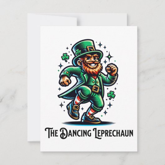 Der tanzende Leprechaun Mitteilungskarte (Vorderseite)