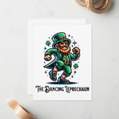 Der tanzende Leprechaun Mitteilungskarte (Vorderseite/Rückseite Beispiel)