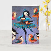 Der tanzende Pfau Karte (Gelbe Blume)