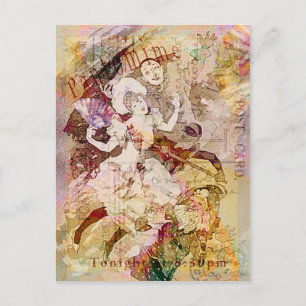 Der Tänzer und die Pierrot-Weihnachtszeit Feiertagspostkarte