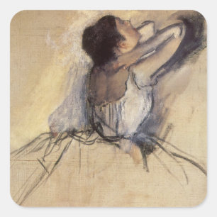 Der Tänzer von Edgar Degas, Vintage Ballerina Kuns Quadratischer Aufkleber