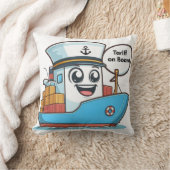 Der Tarif für das Blue Cartoon Cargo Ship an Bord Kissen (Decke)