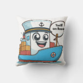 Der Tarif für das Blue Cartoon Cargo Ship an Bord Kissen (Rückseite)